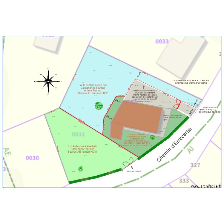 Errecartia division. Plan de 6 pièces et 1687 m2