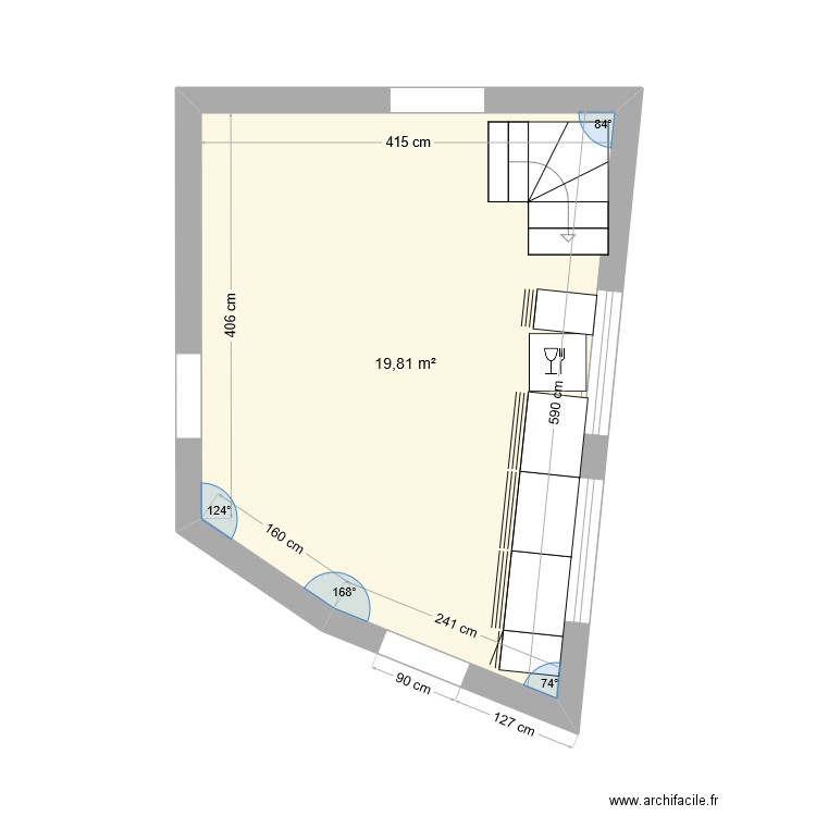 Cuisine 3. Plan de 1 pièce et 20 m2