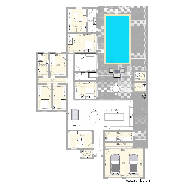 beatrice2. Plan de 16 pièces et 154 m2