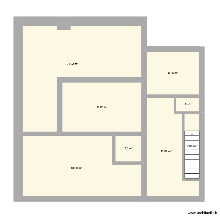 RDCZ. Plan de 8 pièces et 80 m2