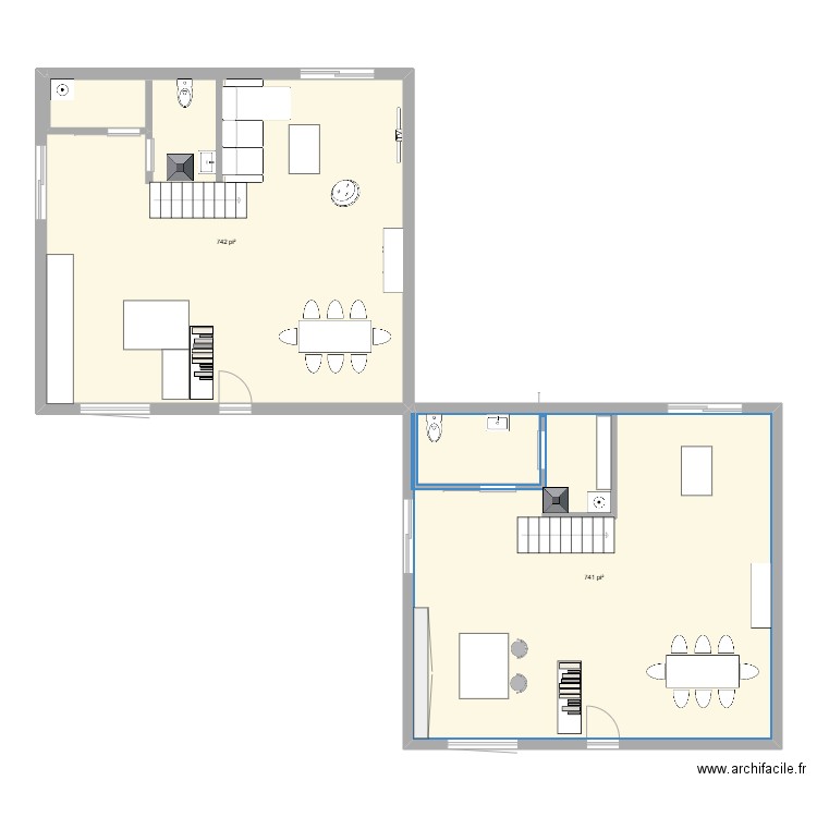 1er. Plan de 2 pièces et 138 m2