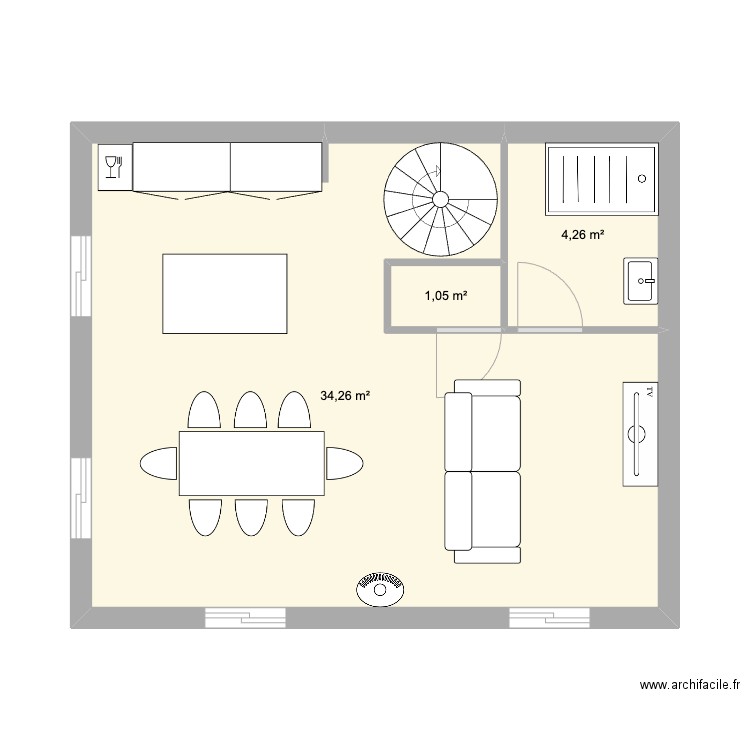 chalet etage. Plan de 3 pièces et 40 m2