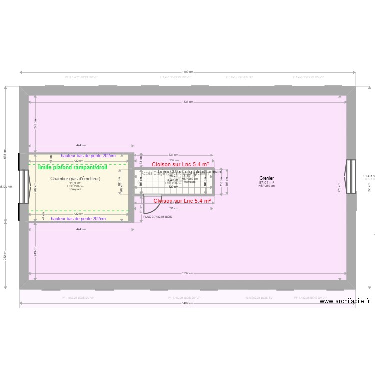 BAYLET. Plan de 15 pièces et 241 m2