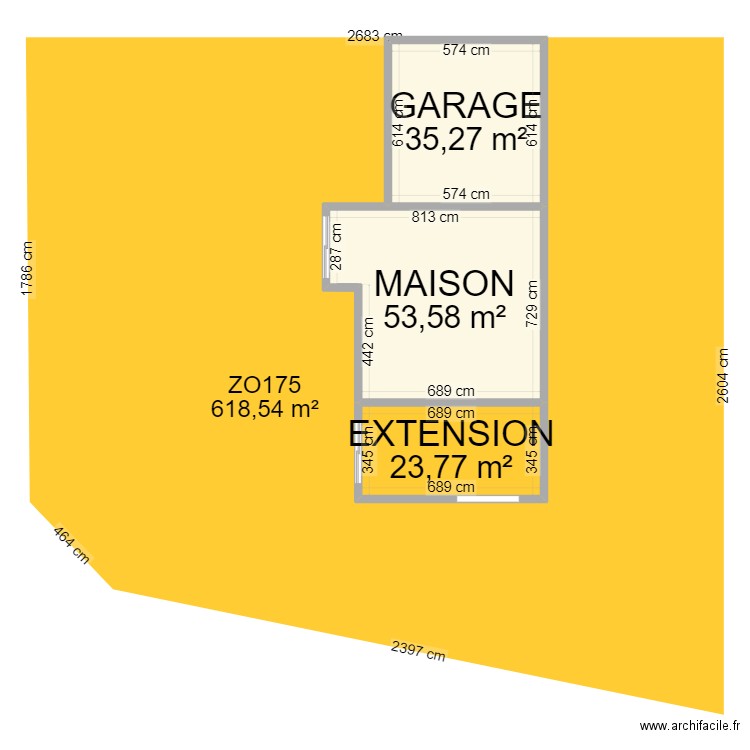 BRANDIVY. Plan de 3 pièces et 113 m2