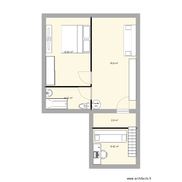 Beaufleury. Plan de 5 pièces et 43 m2