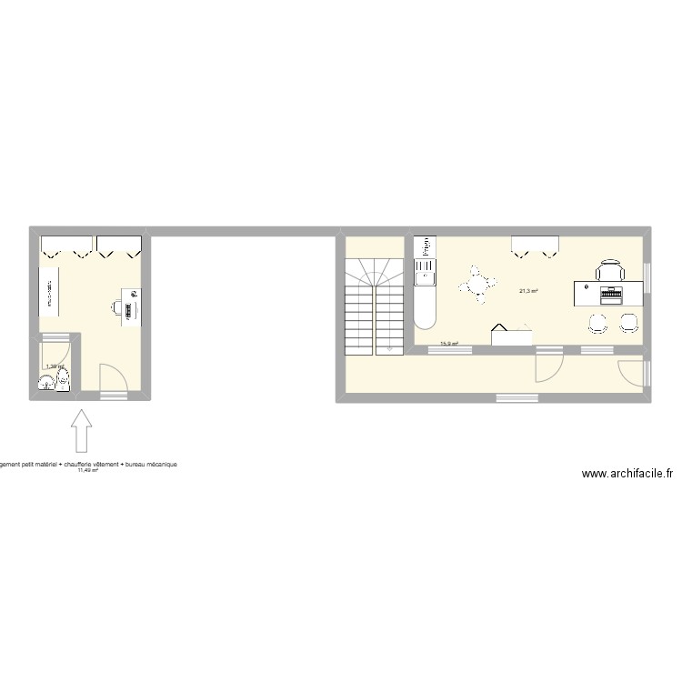 depot 73200. Plan de 4 pièces et 50 m2