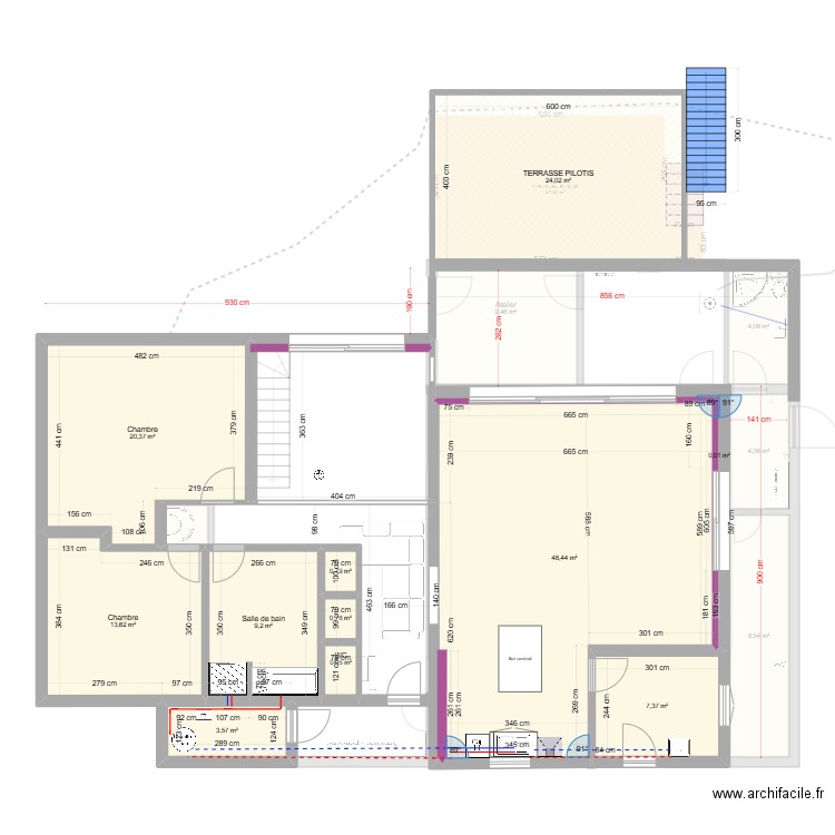 schema Terrasse carrel. Plan de 22 pièces et 243 m2