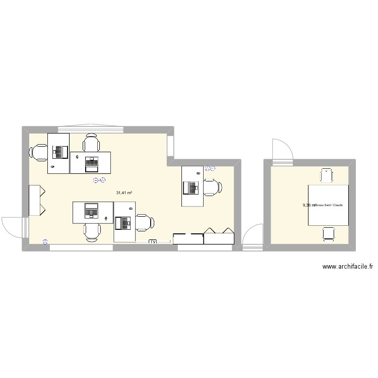 plan A1. Plan de 2 pièces et 41 m2