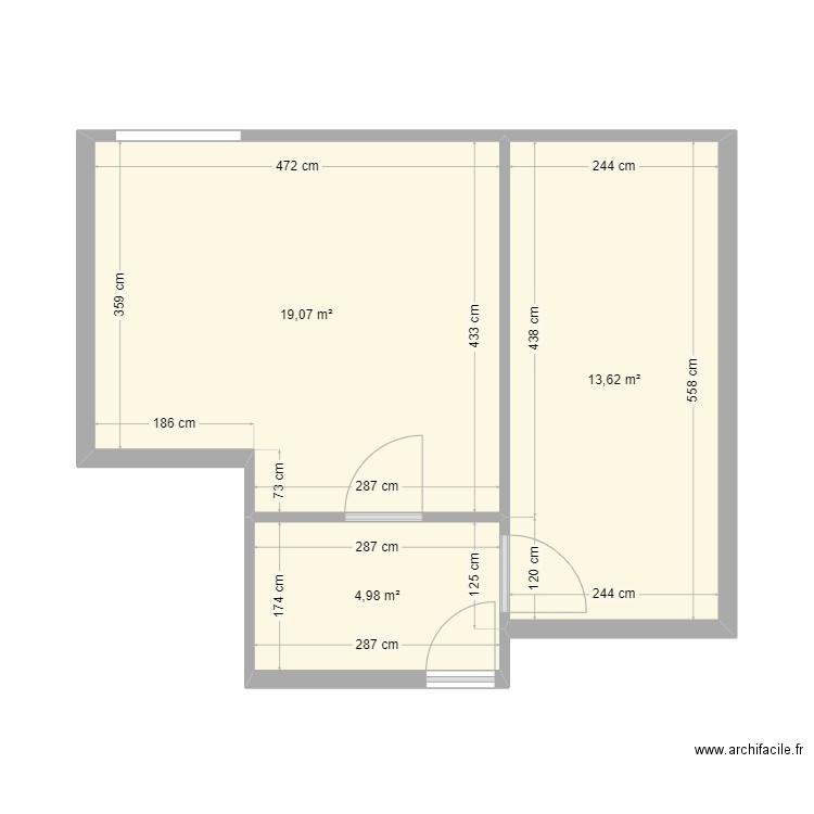 plan attelier plus magasin cuisine. Plan de 3 pièces et 38 m2