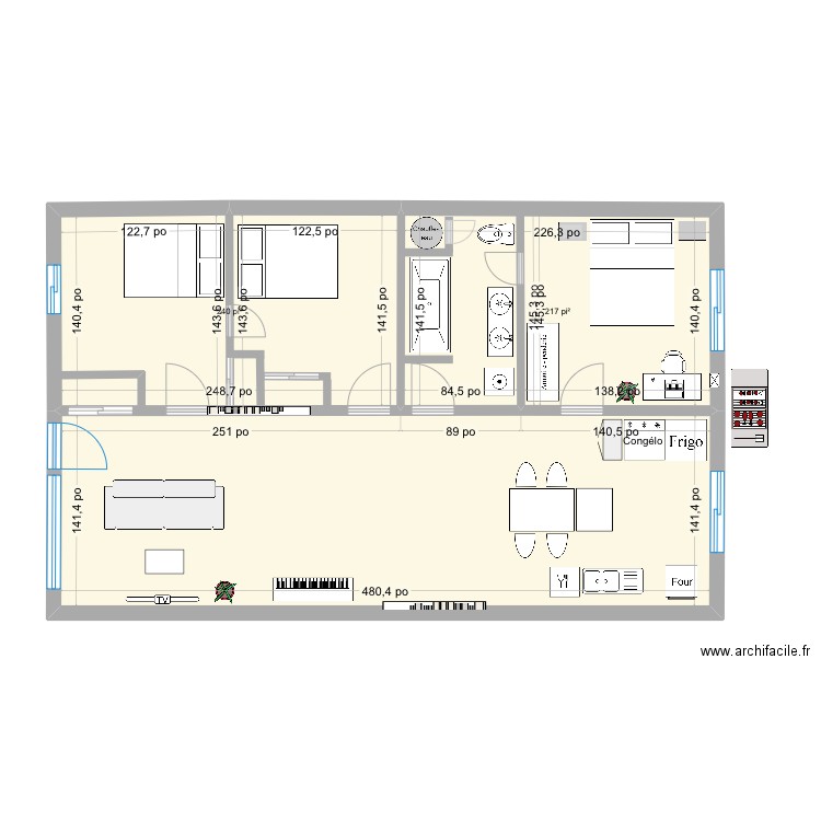 Maison. Plan de 3 pièces et 86 m2