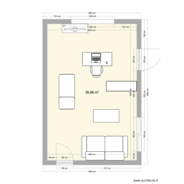 Bureau Garage. Plan de 1 pièce et 27 m2