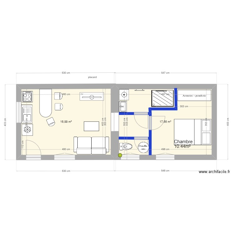 appart 4  version 040824 BIS- 36m². Plan de 2 pièces et 35 m2