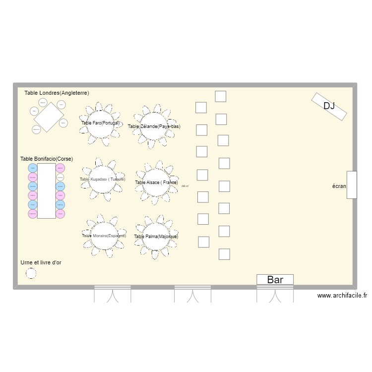 Salle de bal Selys. Plan de 1 pièce et 286 m2