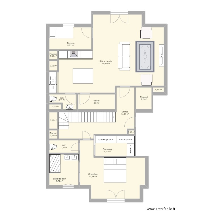 401 V2. Plan de 17 pièces et 103 m2