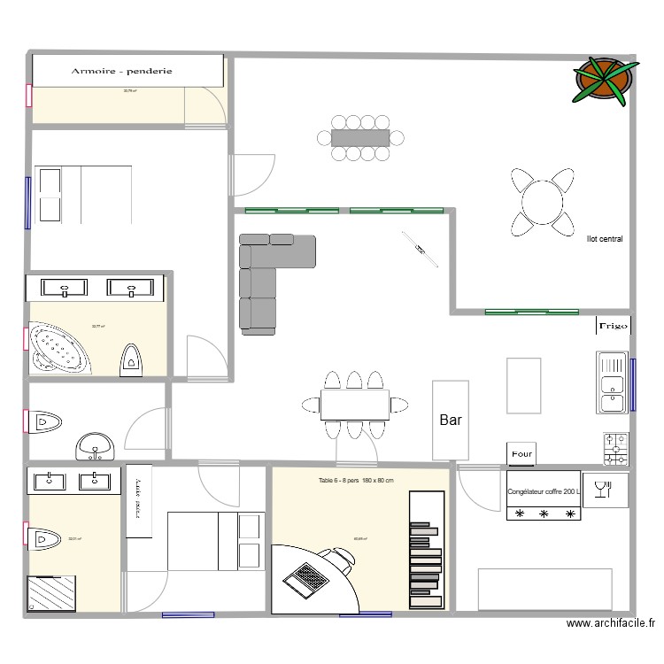 BEAU VOISIN. Plan de 4 pièces et 156 m2