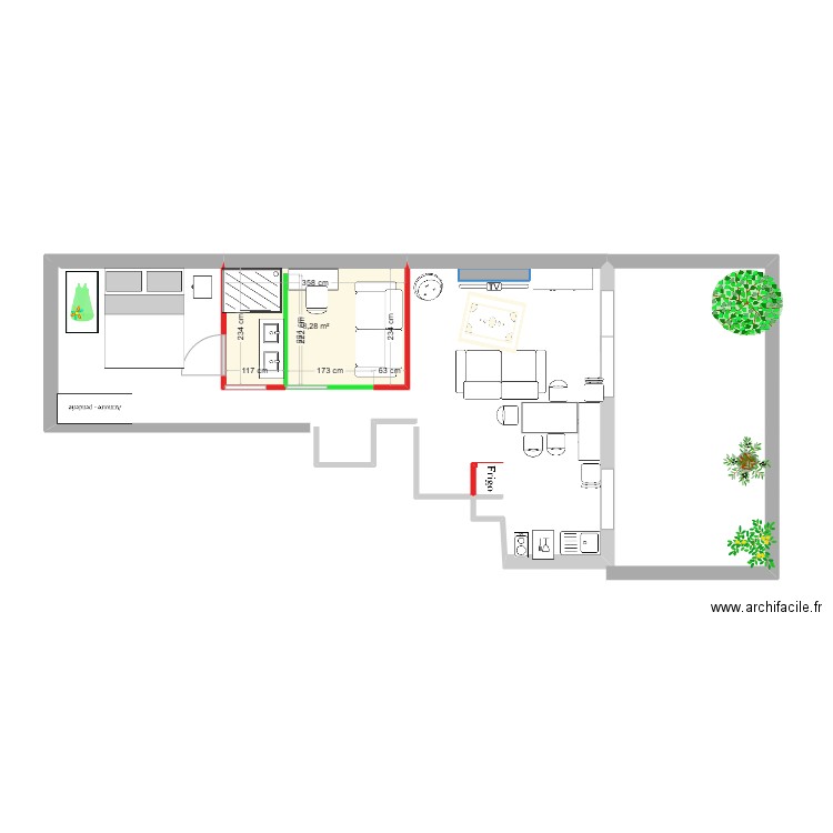 antibes2. Plan de 1 pièce et 8 m2