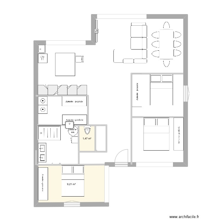 Maison ok. Plan de 2 pièces et 11 m2