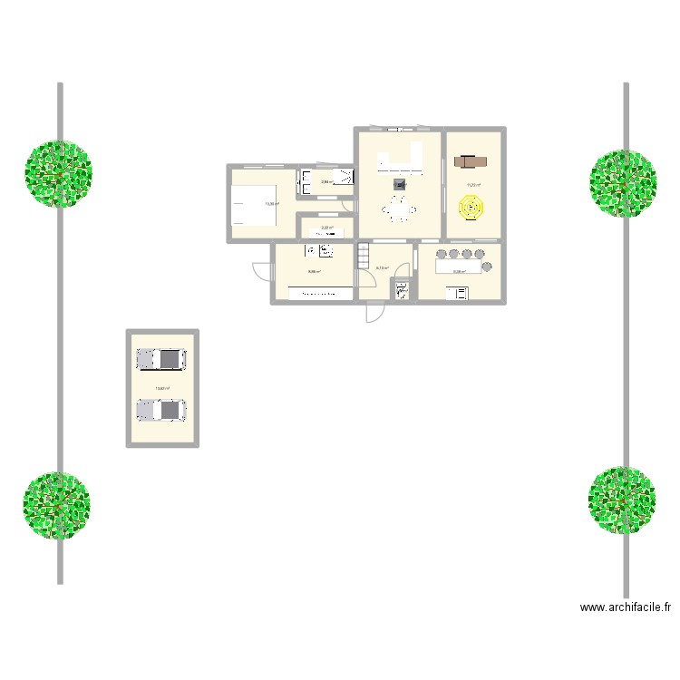 Maison n°3. Plan de 10 pièces et 82 m2