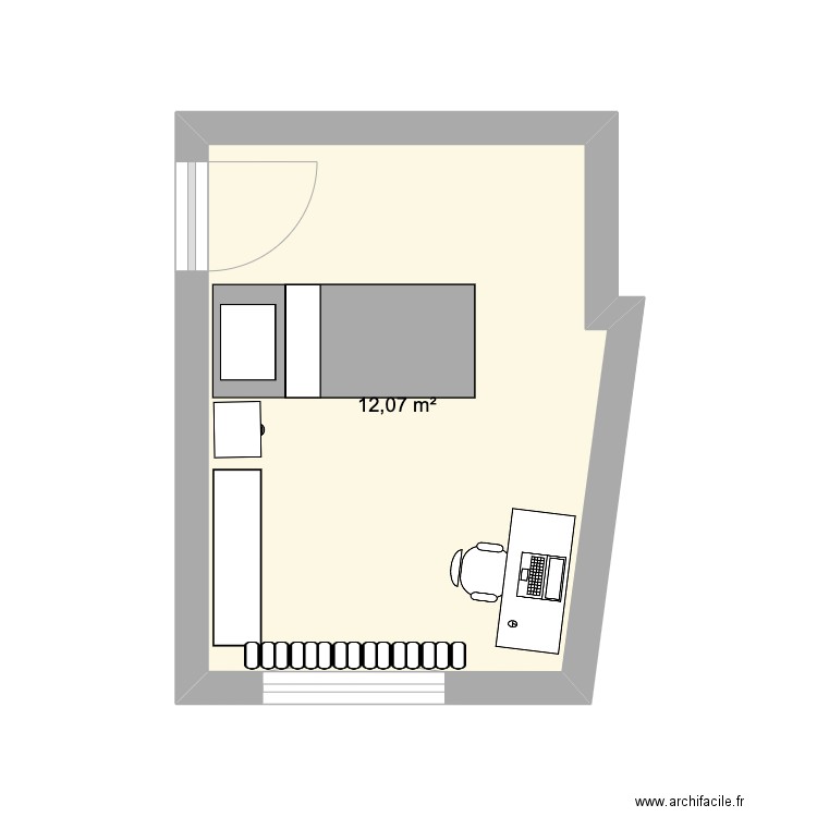 Georges 3. Plan de 1 pièce et 12 m2