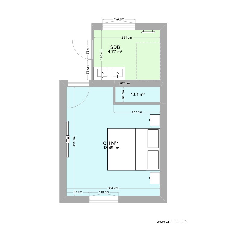 abe concept 5. Plan de 3 pièces et 19 m2