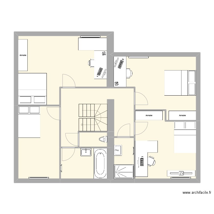 Maison E1. Plan de 8 pièces et 88 m2