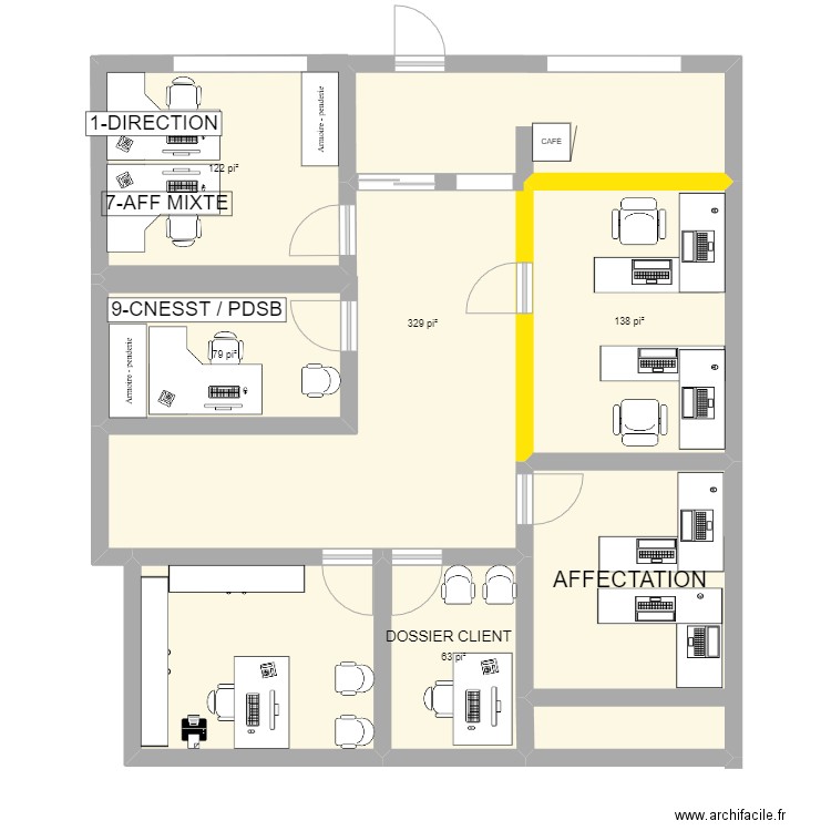 coopérative 2.0. Plan de 7 pièces et 92 m2