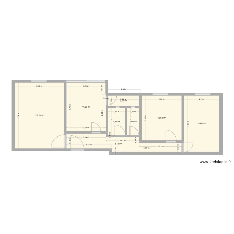 aadl_1. Plan de 8 pièces et 69 m2