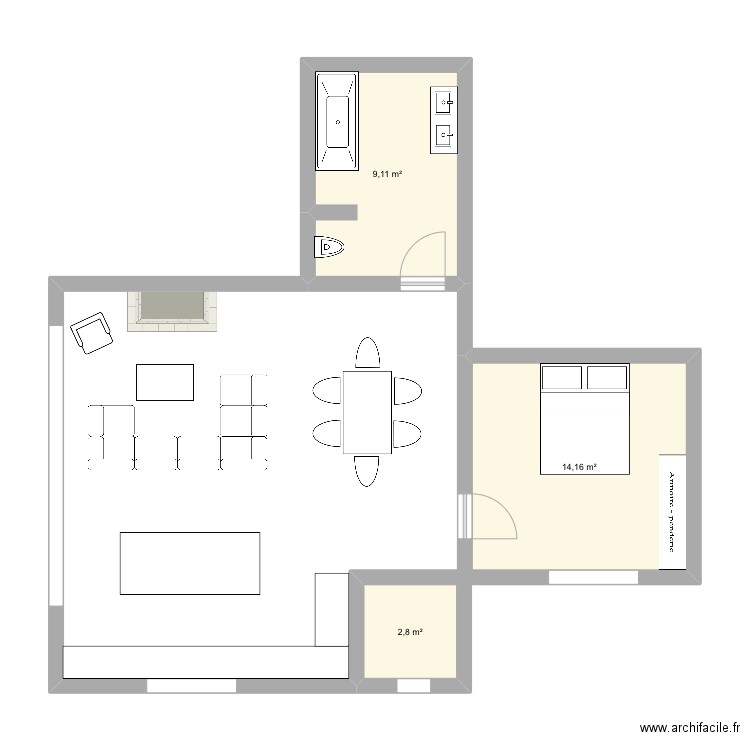 Alex tree. Plan de 3 pièces et 26 m2