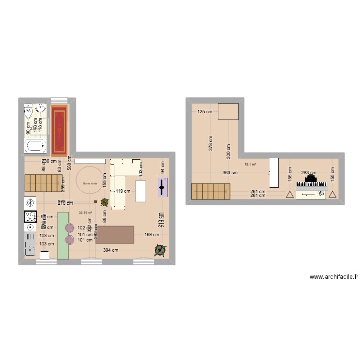 LES JEN. Plan de 3 pièces et 57 m2