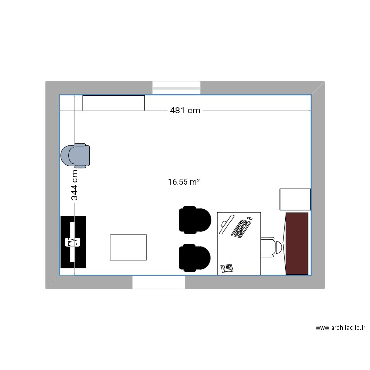 Local.. Plan de 1 pièce et 17 m2