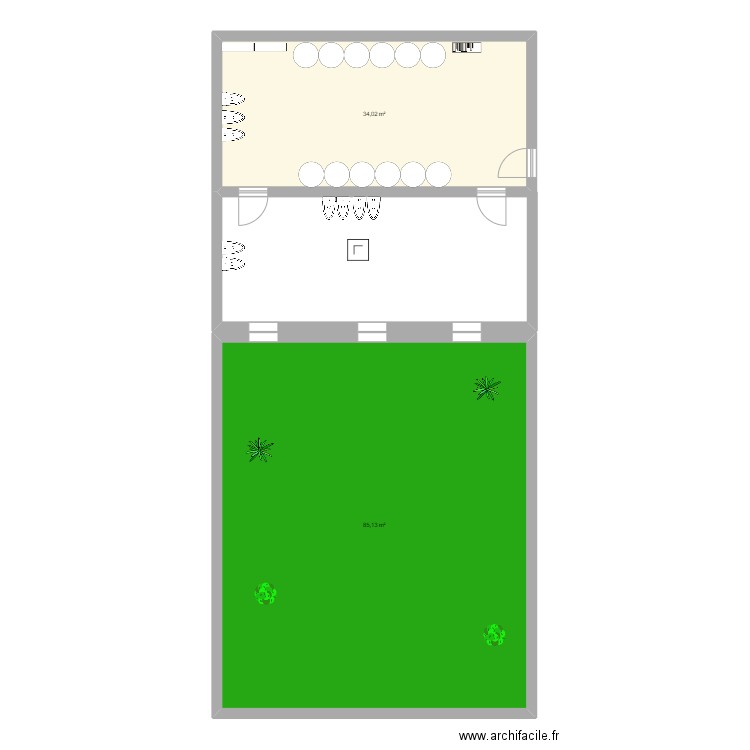 Refuge Chats. Plan de 2 pièces et 119 m2