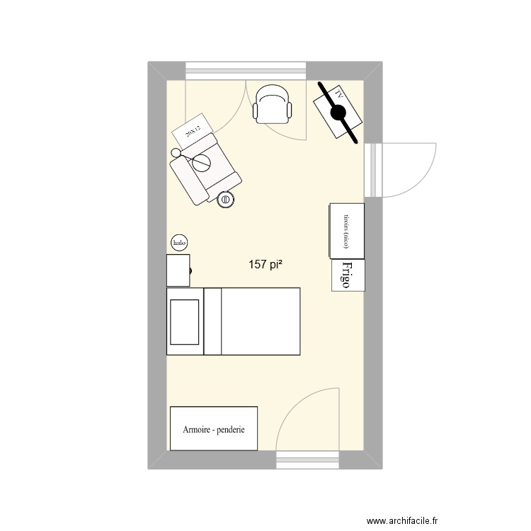 huguette. Plan de 1 pièce et 15 m2