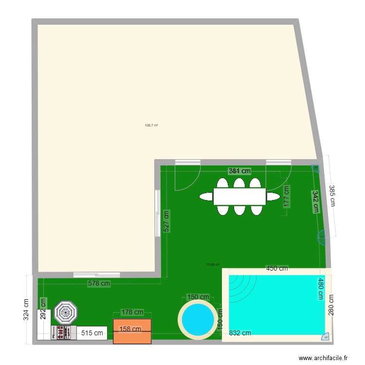 maison. Plan de 2 pièces et 188 m2