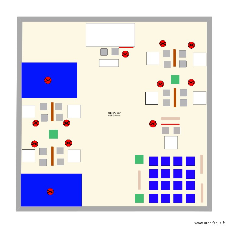 Salon Viva Fabrica. Plan de 1 pièce et 100 m2