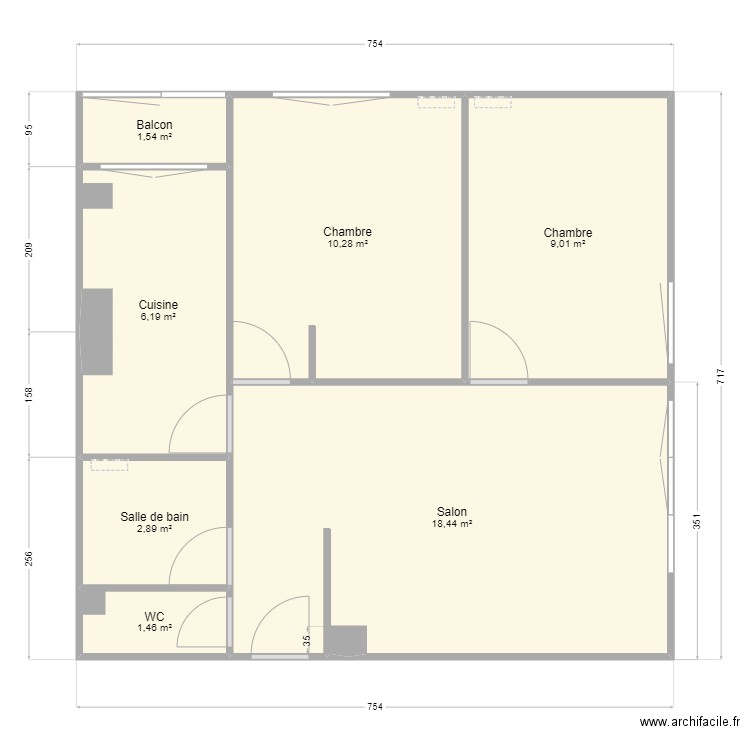 IVRY . Plan de 7 pièces et 50 m2