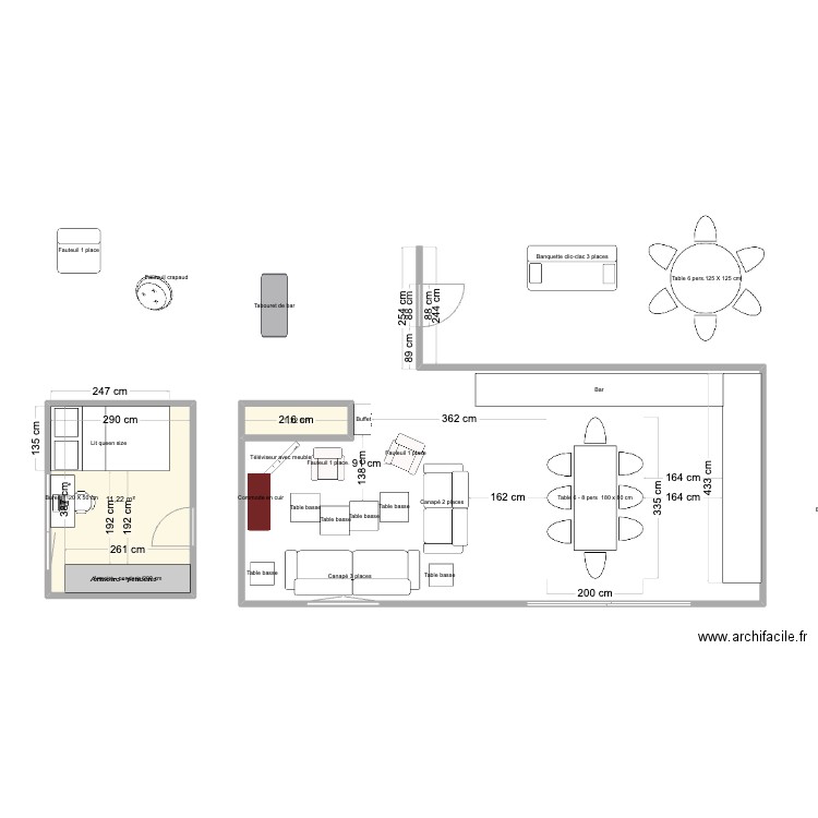 Ella-Maillard. Plan de 2 pièces et 13 m2