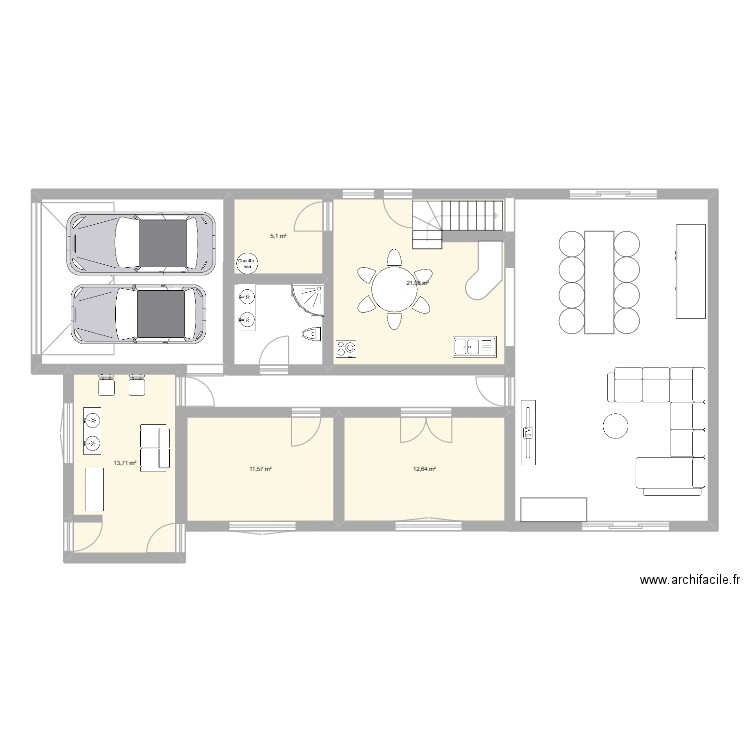 evelyine2. Plan de 5 pièces et 64 m2