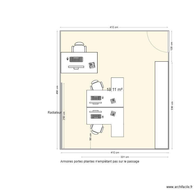 BUREAU RC BAL1 - PLAN N° 2. Plan de 1 pièce et 18 m2