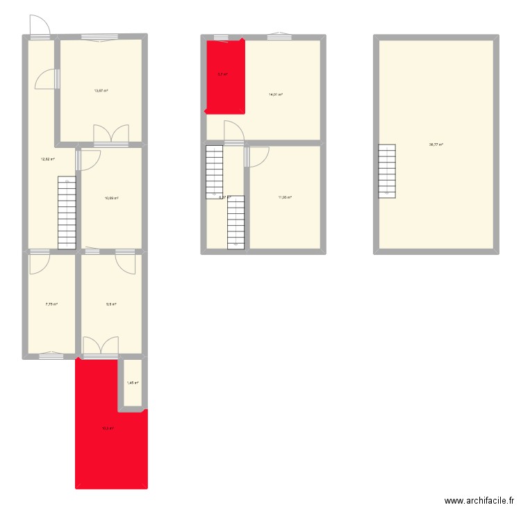 prairie. Plan de 12 pièces et 141 m2