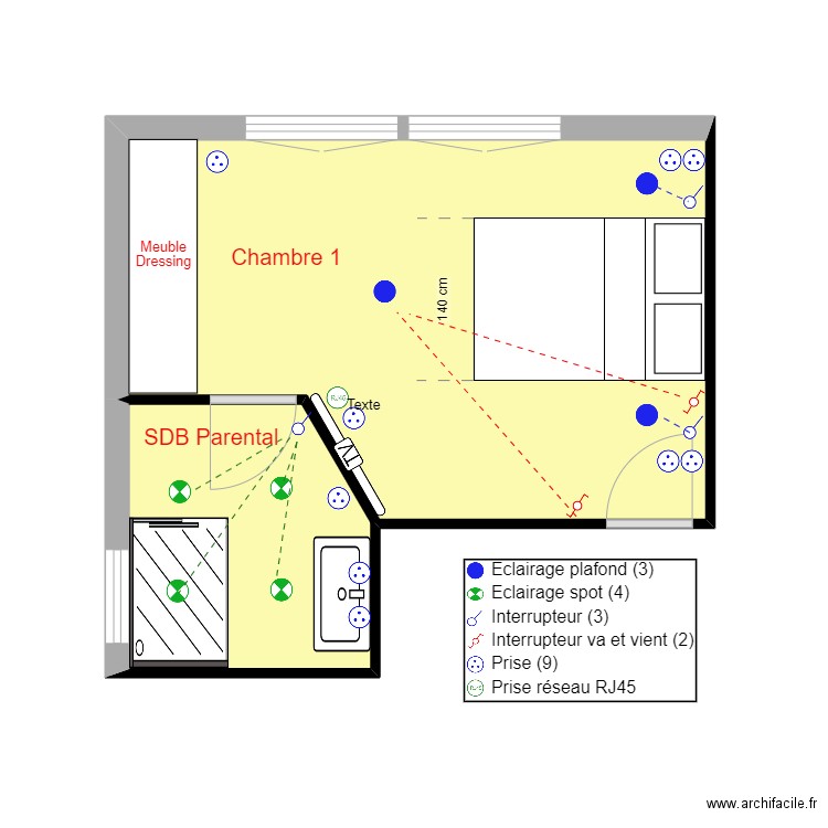 ELECTRICITE CHAMBRE 1. Plan de 1 pièce et 18 m2