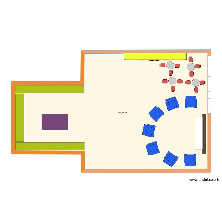 bibliothèque. Plan de 1 pièce et 116 m2