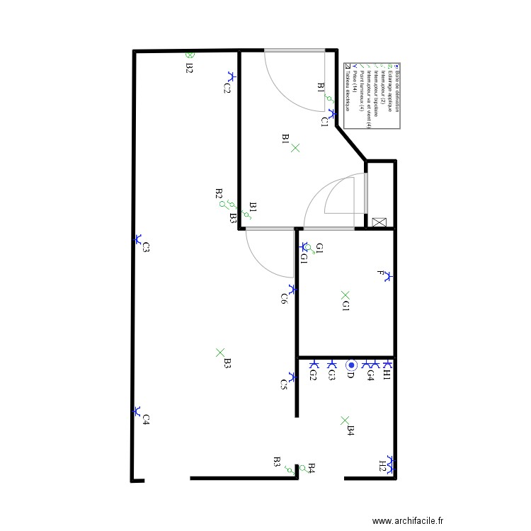 JETTE. Plan de 3 pièces et 13 m2