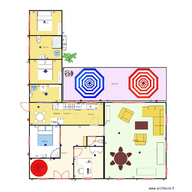 MAISON KIGALI. Plan de 11 pièces et 145 m2