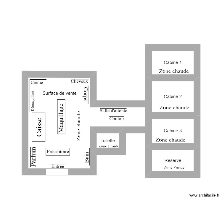 cours. Plan de 6 pièces et 18 m2