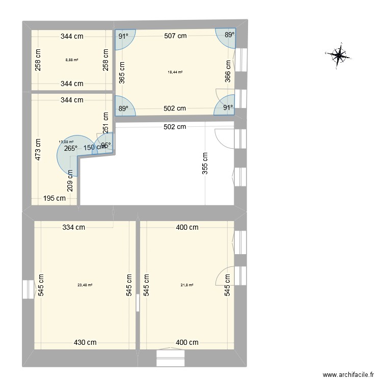 rdc2. Plan de 5 pièces et 86 m2