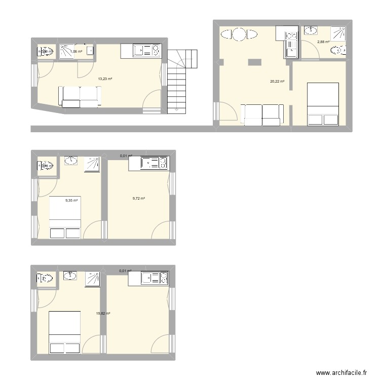 DOUAI. Plan de 11 pièces et 78 m2