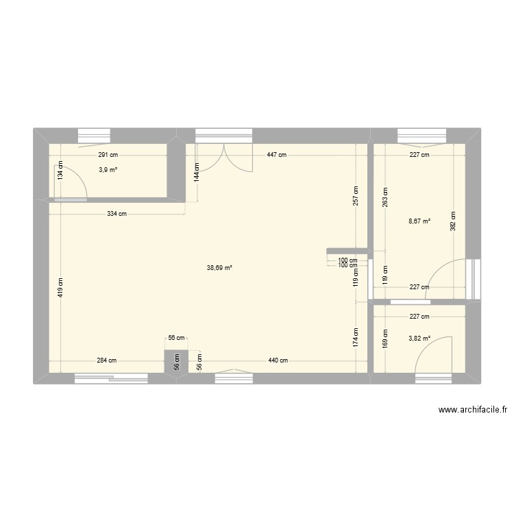 cuisinedoissin2. Plan de 4 pièces et 55 m2