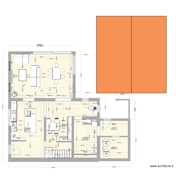 rez inférieur 2. Plan de 6 pièces et 91 m2