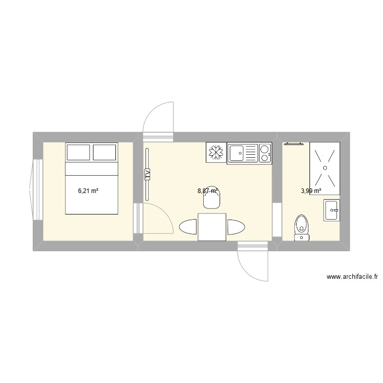 celinebenoit2. Plan de 3 pièces et 19 m2