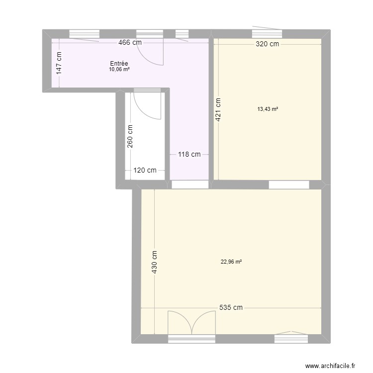 CAPITOU V1. Plan de 3 pièces et 46 m2